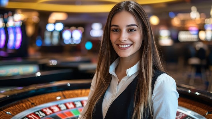 Tampilan meja live dealer toto super dengan studio profesional